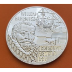 HOLANDA 50 EURO 1996 WILLEM BARENTSZ y BARCO MONEDA DE PLATA PROOF The Netherlands silver Holanda 50 Euros