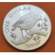 NUEVA ZELANDA 1 DOLAR 1984 PAJARO BLACK ROBIN CHATRAM ISLAND e ISABEL II KM.54A MONEDA DE PLATA PROOF New Zealand