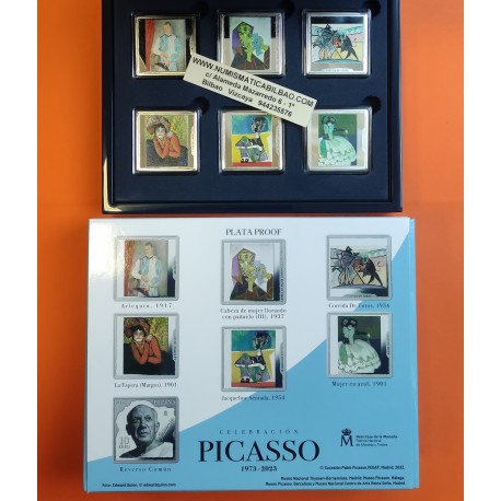 . 6 Monedas PABLO PICASSO x ESPAÑA 10 EUROS 2023 PINTOR 50 Aniversario PLATA PROOF 1 SOLO ESTUCHE COMPACTO FNMT LINGOTES Onza