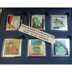 . 6 Monedas PABLO PICASSO x ESPAÑA 10 EUROS 2023 PINTOR 50 Aniversario PLATA PROOF 1 SOLO ESTUCHE COMPACTO FNMT LINGOTES Onza