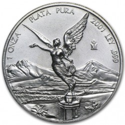 MEXICO 1 ONZA 2001 ANGEL LIBERTAD MONEDA DE PLATA PURA SC Mejico silver coin OZ OUNCE CÁPSULA
