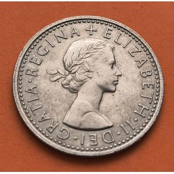 INGLATERRA 6 PENIQUES 1966 FLORES y 1º RETRATO DE ISABEL II KM.903 MONEDA DE NICKEL SC- UK 6 pence