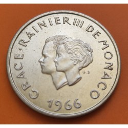 @RARA y MANCHITAS@ MONACO 10 FRANCOS 1966 BODA GRACE KELLY y RAINIERO III KM.146 MONEDA DE PLATA Inspiración 2 euros 2007