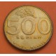 INDONESIA 500 RUPIAS 1997 AVE y ESCUDO NACIONAL KM.59 MONEDA DE LATÓN SC-