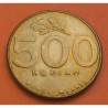 INDONESIA 500 RUPIAS 1997 AVE y ESCUDO NACIONAL KM.59 MONEDA DE LATÓN SC-
