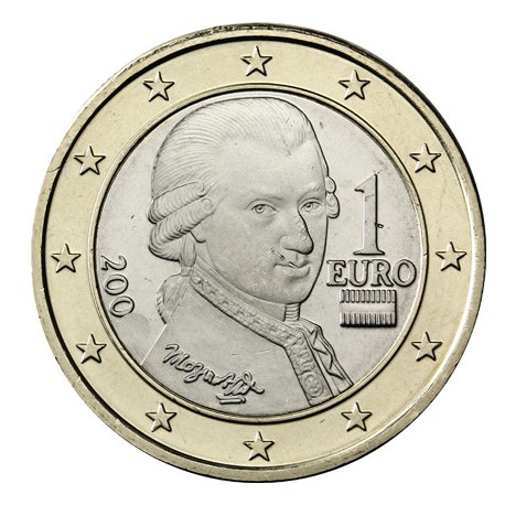 AUSTRIA 1 EURO 2021 WOLFGANG AMADEUS MOZART SC MONEDA BIMETALICA Österreich coin