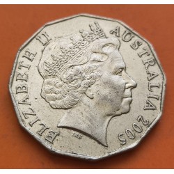 AUSTRALIA 50 CENTAVOS 2005 MELBOUNE COMMONWEALTH GAMES y REINA ISABEL II KM.769 MONEDA DE NICKEL MBC Half Dollar