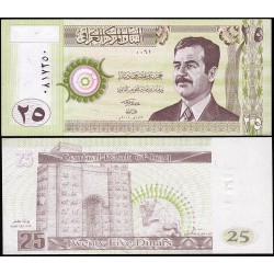 IRAK 25 DINARES 2001 SADAM HUSSEIN y PUERTA ISHTAR Pick 86 BILLETE SC BANKNOTE UNC IRAQ