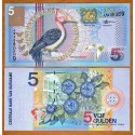 SURINAME 5 GULDEN 2000 PAJARO y FLORES Pick 146 BILLETE SC Surinam UNC BANKNOTE