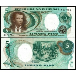 FILIPINAS 5 PISO 1969 ANDRES BONIFACIO BANCO NACIONAL Pick 143B BILLETE SC Philippines UNC BANKNOTE