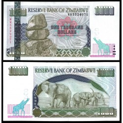 ZIMBABWE 1000 DOLARES 2003 ELEFANTES Pick 12A BILLETE SC Africa $1000 DOLLARS UNC BANKNOTE
