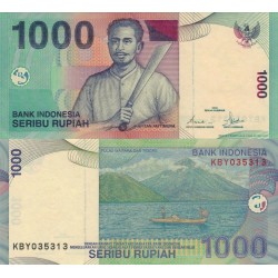 INDONESIA 1000 RUPIAS 2000 NATIVO CON MACHETE y JUNCO DE PESCA Pick 141 BILLETE SC 1000 Rupees UNC BANKNOTE
