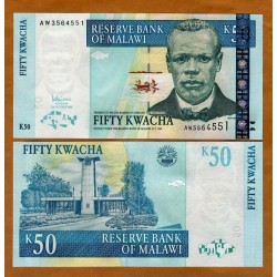 . MALAWI 50 KWACHA 1997 JOHN CHILEMBWE Pick 39 SC Billete Africa