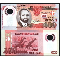 MOZAMBIQUE 100 METICAIS 2011 JIRAFAS Color ROJO Pick 151A BILLETE DE PLASTICO SC Africa Mocambique UNC BANKNOTE