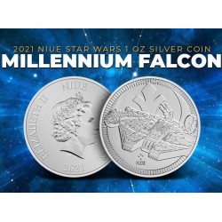 . 1 coin NIUE 2 DOLARES 2021 STAR WARS Nave EL HALCON MILENARIO 6ª MONEDA DE PLATA SC capsula OZ ONZA