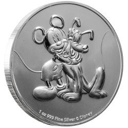 . 1 coin NIUE 2 DOLARES 2020 MICKEY MOUSE y PLUTO Serie DISNEY MONEDA DE PLATA capsula SC OZ OUNCE ONZA