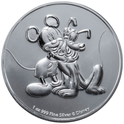 . 1 coin NIUE 2 DOLARES 2020 MICKEY MOUSE y PLUTO Serie DISNEY MONEDA DE PLATA capsula SC OZ OUNCE ONZA