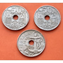 1 moneda x ESPAÑA 50 CENTIMOS 1949 * 19 51 ESTADO ESPAÑOL FRANCISCO FRANCO Tipo FLECHAS KM.777 NICKEL SC- R/2