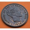 . @PRECIOSA + BRILLO ORIGINAL@ ESPAÑA Rey ALFONSO XII 5 CENTIMOS 1878 OM ESCUDO KM.674 MONEDA DE BRONCE SC-