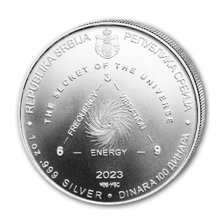. 1 coin @ENVIO YA@ SERBIA 100 DINARA 2023 NIKOLA TESLA The Secret of The Universe ENERGY MONEDA DE PLATA ONZA OZ
