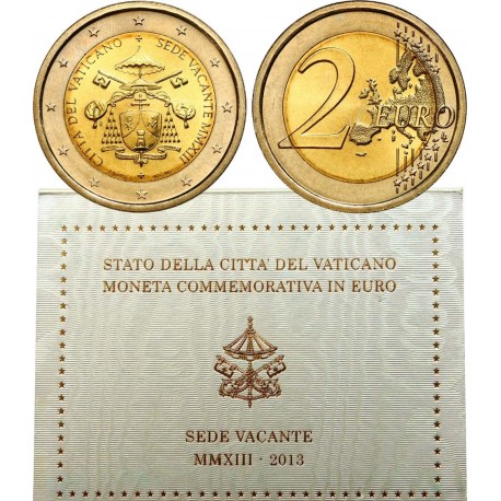 VATICANO 2 EUROS 2013 SEDE VACANTE SC MONEDA CONMEMORATIVA EN CARTERA ESTUCHE OFICIAL