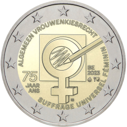 . 1 aacoin BELGICA 2 EUROS 2023 SUFRAGIO UNIVERSAL MUJERES MONEDA SC BIMETÁLICA Belgium COINCARD
