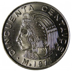 MEXICO 50 CENTAVOS 1978 INDIO QUAUHTEMOC KM.452 MONEDA DE NICKEL SC- Mejico Mexiko coin