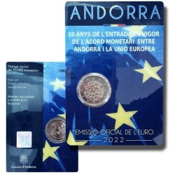 . 2 monedas @20/ENERO ENVIO@ ANDORRA 2 EUROS 2022 CARLOMAGNO y ACUERDO MONETARIO SC COINCARD @RARAS@