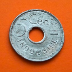 INDOCHINA FRANCESA 5 CENTIMOS 1943 GUIRNALDA KM.27 MONEDA DE ALUMINIO EBC OCUPACION NAZI III REICH WWII Indochine