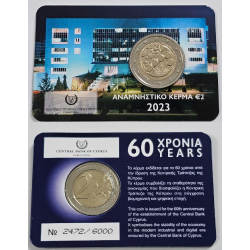 . 1 acoin CHIPRE 2 EUROS 2023 @COINCARD Edición Limitada@ BANCO CENTRAL MONEDA CONMEMORATIVA Tirada 6.000 SC Cyprus Zypern