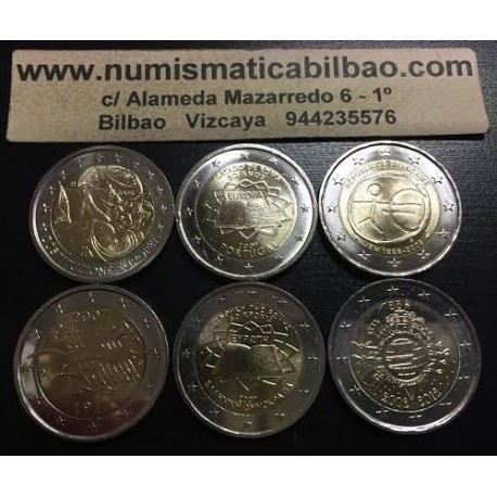 . 2 EUROS 2005+2007+2009 FINLANDIA GRECIA ITALIA... SC 6 monedas