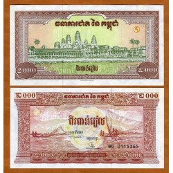 CAMBOYA 2000 RIELS 1995 TEMPLO DE ANGKOR WAT Pick 45 BILLETE SC Cambodia UNC BANKNOTE