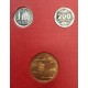 ESPAÑA CARTERA FNMT III EXPOSICION NACIONAL DE NUMISMATICA E87 : 1 PESETA 1987 + 200 PESETAS 1987 PROOF 2 MONEDAS E-87