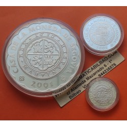 3 monedas x ESPAÑA CASA DE LA MONEDA DE SEGOVIA 500 + 2000 + 10000 PESETAS 2001 PLATA SI CÁSPULAS NO ESTUCHE FNMT PROOF
