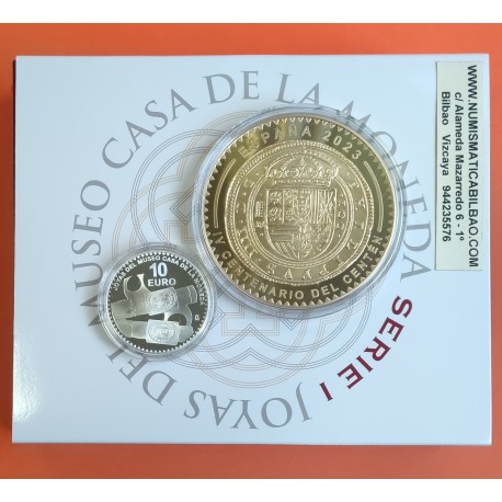 . 2 monedas @ ESPAÑA 10 EUROS + 100 EUROS 2023 CENTEN de FELIPE V PLATA y BAÑO DE ORO ESTUCHE FNMT