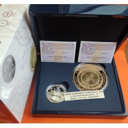 . 2 monedas @ ESPAÑA 10 EUROS + 100 EUROS 2023 CENTEN de FELIPE V PLATA y BAÑO DE ORO ESTUCHE FNMT