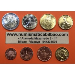 ITALIA MONEDAS EURO 2002 SC 1+2+5+10+20+50 Centimos + 1 EURO + 2 EUROS 2002 SERIE TIRA Italy Italien PRIMER AÑO DE EMISION