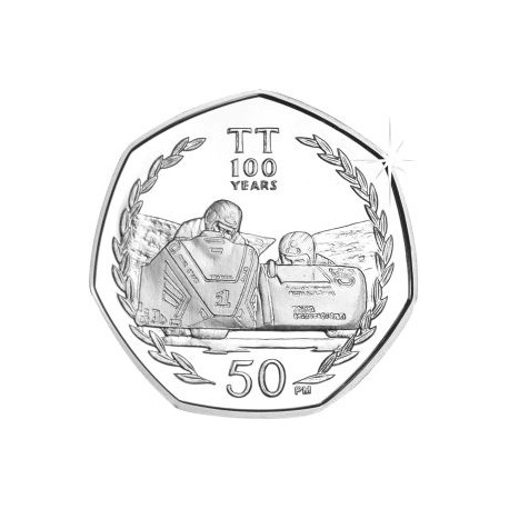 ISLA DE MAN 50 PENIQUES 2007 RACING TT Tourism Trophy Races DAVE MOLYNUEX SIDECAR KM.425 MONEDA DE NICKEL SC- 50 Pence