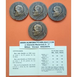 . 4 Medallas AÑO 1982 @TIRADA 500 uds@ VISITA DEL PAPA JUAN PABLO II a ESPAÑA BRONCE SC