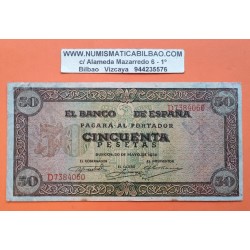 ESPAÑA 50 PESETAS 1938 CASTILLO de OLITE Serie D 7384060 Pick 112 BILLETE MBC- @ESCASO@ Spain banknote