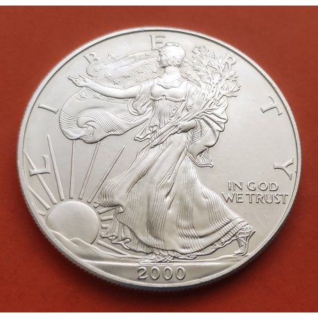 ESTADOS UNIDOS 1 DOLAR 2000 EAGLE LIBERTY MONEDA DE PLATA PURA SC $1 Dollar Coin USA UNITED STATES ONZA OZ OUNCE