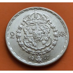 SUECIA 2 KRONOR 1947 REY GUSTAV V y ESCUDO REAL KM.815 MONEDA DE PLATA EBC Sweden silver 2 Coronas