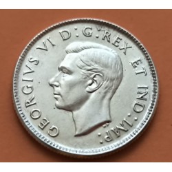 CANADA 25 CENTAVOS 1946 CARIBU y REY JORGE VI KM.35 MONEDA DE PLATA MBC+ silver Quarter coin