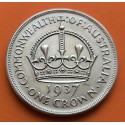 AUSTRALIA 1 CORONA 1937 JUBILEO DEL REY JORGE VI KM.34 MONEDA DE PLATA EBC- silver Crown COMMONWEALTH