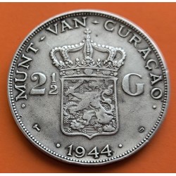 CURACAO 2,50 GULDEN 1944 D REINA GUILLERMINA KM.45 MONEDA DE PLATA MBC Holanda Netherlands 2-1/2 WWII R/3