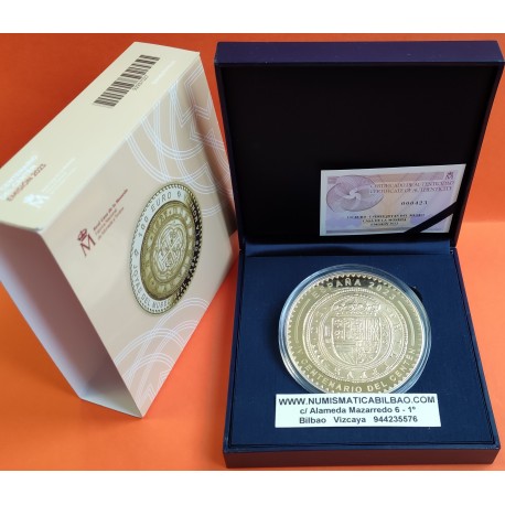 . 1 aacoin @ENVIO EN 48 HORAS@ ESPAÑA 100 EUROS 2023 CENTEN de FELIPE V 100 ESCUDOS 1623 MONEDA DE PLATA y BAÑO ORO ESTUCHE FNMT
