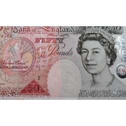 @RARO@ INGLATERRA 50 LIBRAS 1994 ISABEL II y JOHN ROUBLONS Serie R42-178188 Pick 338C BILLETE SC UK 50 Pouns UNC BANKNOTE
