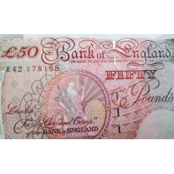 @RARO@ INGLATERRA 50 LIBRAS 1994 ISABEL II y JOHN ROUBLONS Serie R42-178188 Pick 338C BILLETE SC UK 50 Pouns UNC BANKNOTE