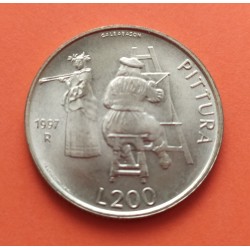 SAN MARINO 200 LIRAS 1997 LA PINTURA PINTOR y MODELO KM.366 MONEDA DE LATON SC- 200 Lire