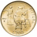 SAN MARINO 200 LIRAS 1997 LA PINTURA PINTOR y MODELO KM.366 MONEDA DE LATON SC- 200 Lire